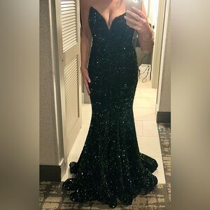 Portia and Scarlett PS21208 Emerald Sequin Gown